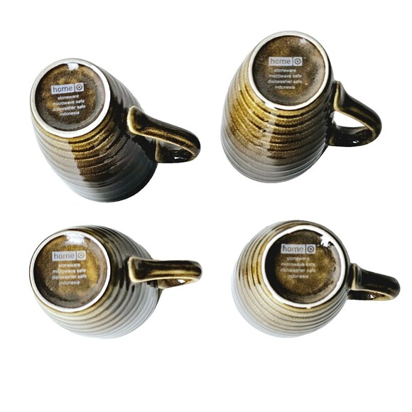 Target Home Stoneware Set Of 4 Coffee Tea Mugs Cups Brown/Tan Retired VTG EUC! - Picture 6 of 8
